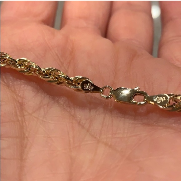 14k Gold Italian 4mm Diamond Cut Hollow Rope  Chain 18" inches - Picture 4 of 4